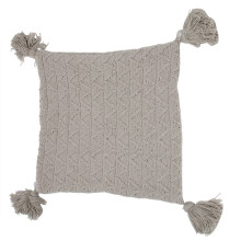 Doux Tricot Cuhion Couverture 45X45 Cm Solide Oreiller Couverture Rose Gris CrèMe Glands DéCoration de la Maison Taie D'Oreiller Carré Gris