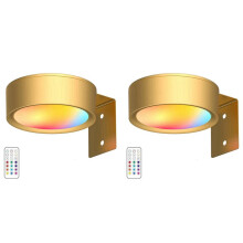 2X Éclairage LED pour Tableaux, Éclairage Artistique, à Piles, à Intensité Variable, 13 Modes D'Éclairage, Doré
