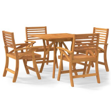 vidaXL Garden Dining Set Outdoor Table and Armchairs 5 Piece Solid Wood Acacia