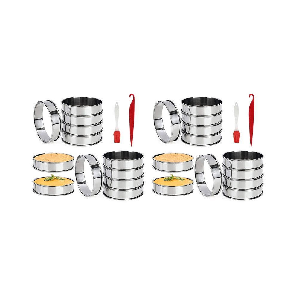 24Pack Muffin Rings 3.15 Inch, Stainless Steel Crumpet Rings Double Rolled Tart Rings Molds For Baking Round Pastry Ring 6031712994008