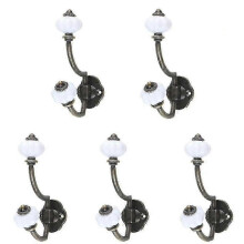 5pcs Retro Ceramic Coat Hooks for Wall Mount