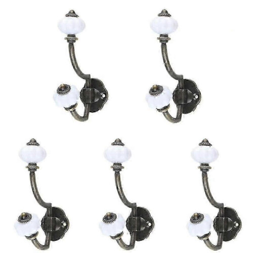 5pcs Retro Ceramic Coat Hooks for Wall Mount