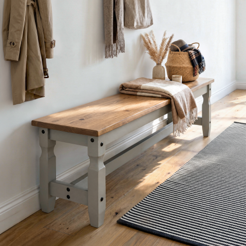 Mercers Furniture Corona Grey Wax 5'0" Bench Solid Wood Pine