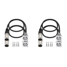 4 Pack D Type XLR Cable , Pass Through Connector, D XLR Female to Male for Premium Stage Box, Patch Panel,Panel Mount
