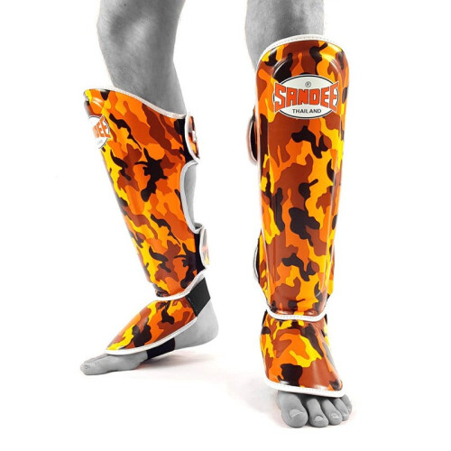 Sandee Kids Shin Guards (Junior) Camo Orange