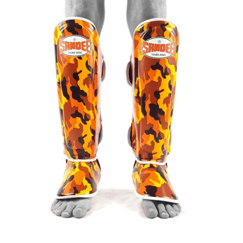 Sandee Kids Shin Guards (Junior) Camo Orange 2