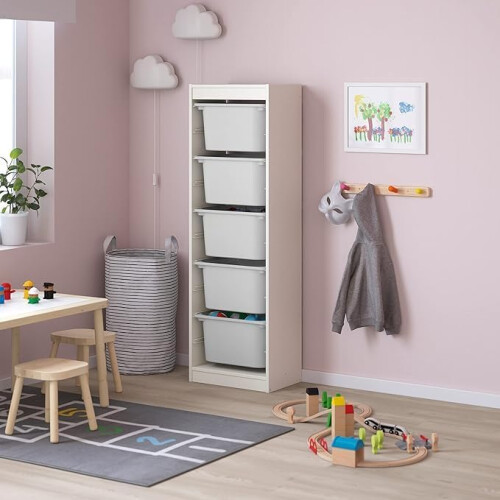 IKEA TROFAST Storage Unit with 5 Boxes 46x30x145cm