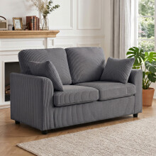 HOMCOM 2 Seater Sofa, Corduroy Small Couch with Spring Cushion, Dark Grey