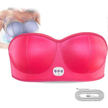 (red) Electric Breast Massager Bra, Bust Enhancer Vibrant Massager Chest Beauty Enlargement Machine Electric Breast Lift Massager With Hot Compress