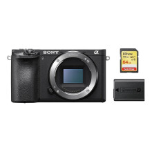 SONY A6500 Body Black + 64GB SD-kortti + NP-FW50 akku