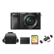 SONY A6000 Schwarz SEL 16-50MM OSS Schwarz+32GKarte+Tasche+Akku+Kartenleser