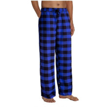 (2XL, BLUE) Mens Pajama Pants Christmas Plaid Pj Pants With Pockets Wide Leg Sleep Pants