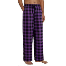(M, PURPLE) Mens Pajama Pants Christmas Plaid Pj Pants With Pockets Wide Leg Sleep Pants