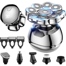 Afeitadora eléctrica de cabeza 9D para hombres calvos, afeitadora de cabeza desmontable para uso en seco y húmedo con pa