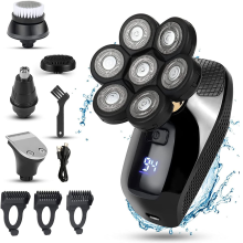 Afeitadora de cabeza para hombres calvos, afeitadora eléctrica 7D, recargable, para uso en seco y húmedo, resistente al