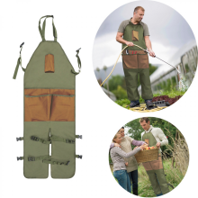 Verstellbare, wasserdichte Gartenschürze mit 6 herausnehmbaren Taschen, olivgrün, verstellbarer Schnalle, strapazierfähi