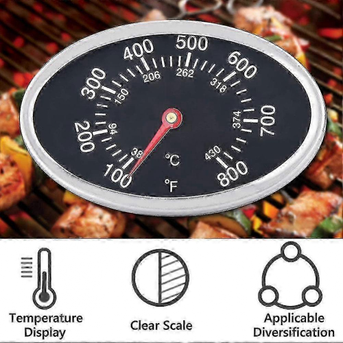 Θερμόμετρο BBQ για καπάκι ψησταριάς, ανθεκτικό μέταλλο, ακριβής ένδει 1