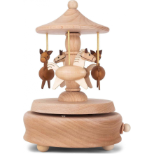 Caballos de carrusel de madera, figura musical de cuerda de 15 cm con acabado en madera de haya, ideal para decoración d