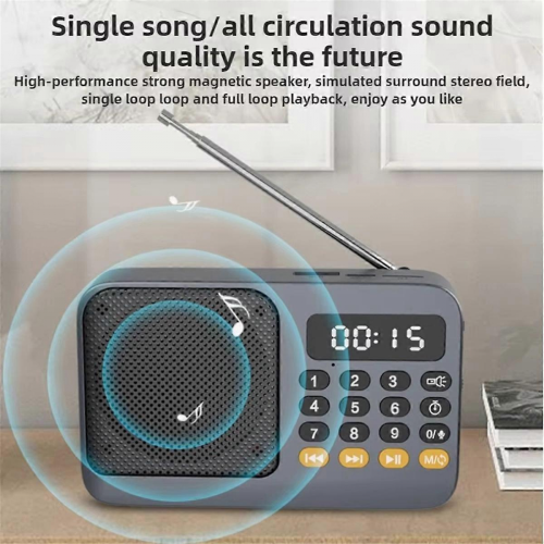 Φορητό ραδιόφωνο DAB και FM, επαναφορτιζόμενο ηχείο Bluetooth, μίνι vintage συ 2