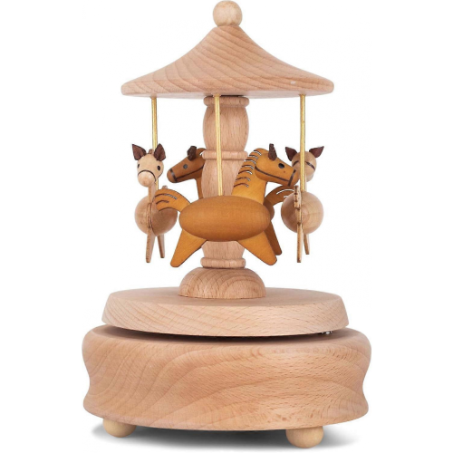 Ξύλινο μουσικό ειδώλιο Carousel Horses 6 ιντσών με φινίρισμα οξιάς για δια 1