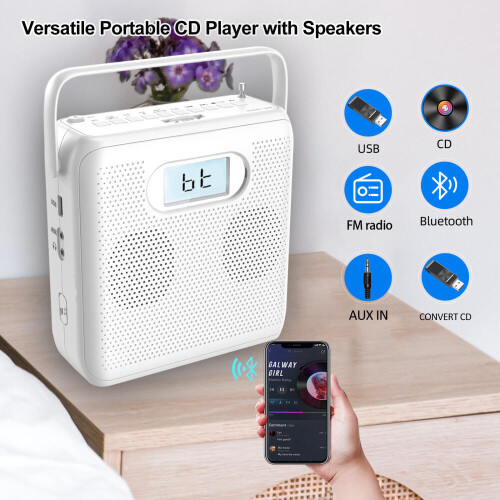 Φορητό CD player Bluetooth με κάθετο σχεδιασμό, ηχεία CD Boombox, ραδιόφωνο FM, υπ 1