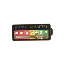 (Black) New Funny Enamel Pin - My Social Battery Creative Lapel Pin Move To The Mood As You Interactive Gift