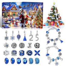 Bracelet à breloques calendrier de l'Avent 2025 pour filles, kit de création de bijoux DIY avec perles bleues pour le co