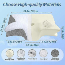 Oreiller cervical en mousse à mémoire de forme, oreiller orthopédique ergonomique 2 en 1 pour soulager la douleur et off