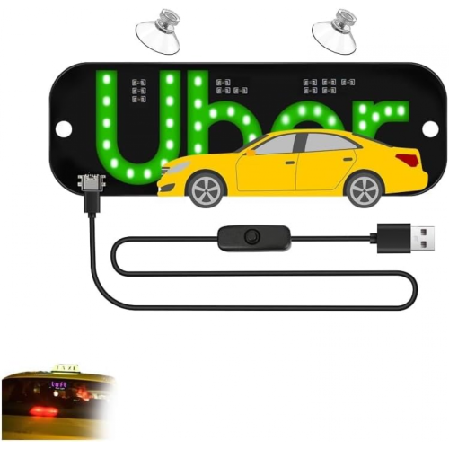 Φωτεινή πινακίδα LED USB για οδηγούς, πινακίδα ταξί στο παρμπρίζ με κύλι