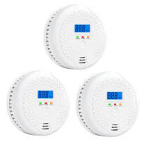 3er-Pack digitale Kohlenmonoxidmelder (weiß) mit LCD-Bildschirm, CO-Alarm für Zuhause, Küche und Schlafzimmer