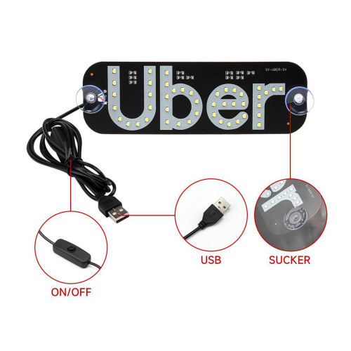 Φωτεινή πινακίδα LED USB για οδηγούς, πινακίδα ταξί στο παρμπρίζ με κύλι 1