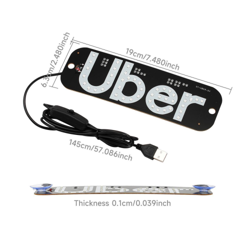 Φωτεινή πινακίδα LED USB για οδηγούς, πινακίδα ταξί στο παρμπρίζ με κύλι 2