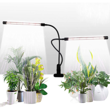 Lampe de culture à pince double tête Sunlight White 50W avec 84 LED, minuterie 4/8/12h et 5 niveaux de luminosité réglab