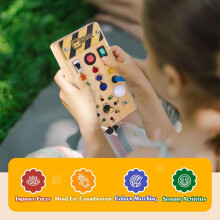 Aktivitätsbrett aus Holz mit Lichtschalter – Spielzeug für Kleinkinder und Weihnachtsgeschenk – Lernspielzeug