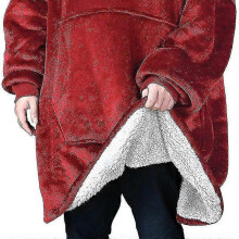 (Black) Oversized Hoodie Blanket Hoodie Ultra Comfy Sherpa Fleece Giant Sweatshirt For Adult/a