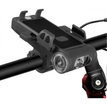 Phare de vélo multifonctionnel avec support pour téléphone et klaxon, rechargeable par USB, durable pour les trajets noc