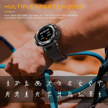 Montre connectée de sport étanche IP68 de 1,32 pouce, appels Bluetooth, suivi de la fréquence cardiaque, traqueur d'acti