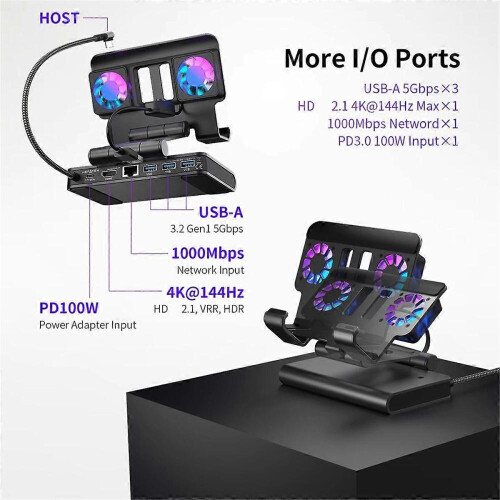Docking Station Compatible with Switch 2, Dual Cooling Fan, 4K 60Hz, Compact USB-C Charging Dock