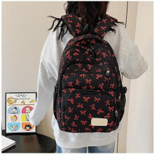Ensemble de 3 sacs à dos scolaires grande capacité, style décontracté, avec nœud papillon, rouge.