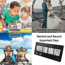 Retirement Countdown Clock, Up to 999 Days, Black Digital Timer for Desk or Shelf