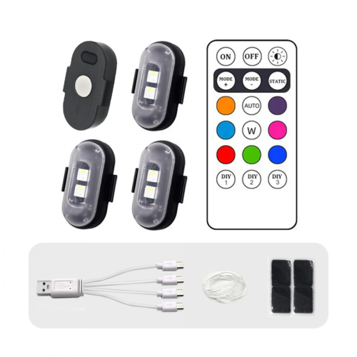 Πακέτο 4 ασύρματων φώτων LED strobe με τηλεχειριστήριο, 8 χρώματα, φόρτι 1