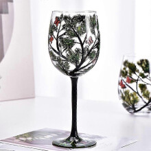 (C) Four Seasons Trees Wine Glasses Goblet Creative Printed Glass Cup For Wine Beer