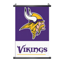 Vikings futballcsapat egyedi PVC fekete tengelyes függőfestmény, több méretben, kompatibilis otthoni és irodai faldekorációval