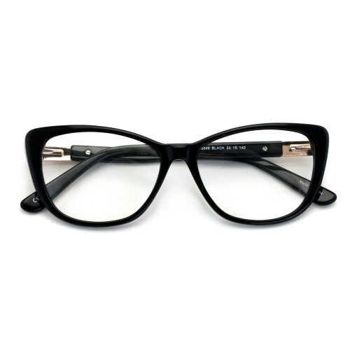 Women's acetate cat-eye reading glasses gold accent