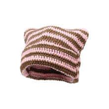 (Pink) Crochet Cat Beanie For Women - Vintage Grunge Accessories Slouchy Hat-yvan