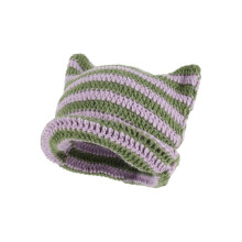 (Purple) Crochet Cat Beanie For Women - Vintage Grunge Accessories Slouchy Hat-yvan