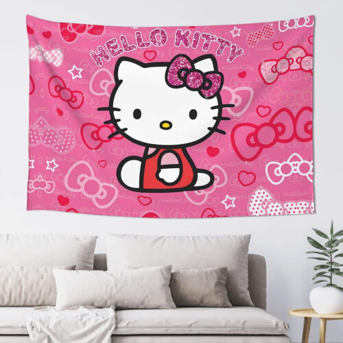 Hello Kitty tapestry pink cat wall hanging 6 ft