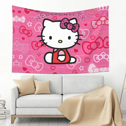 Hello Kitty tapestry pink cat wall hanging 6 ft 2