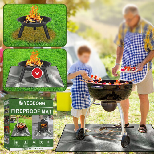 BBQ grill mat fireproof heat resistant square 36x36 inch 1
