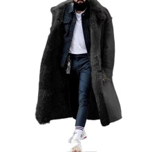 (4XL, Black) Men's Thick Fur Winter Jacket Mid Length Plus Size Design Outwear Ideal Gift For Extreme Winters